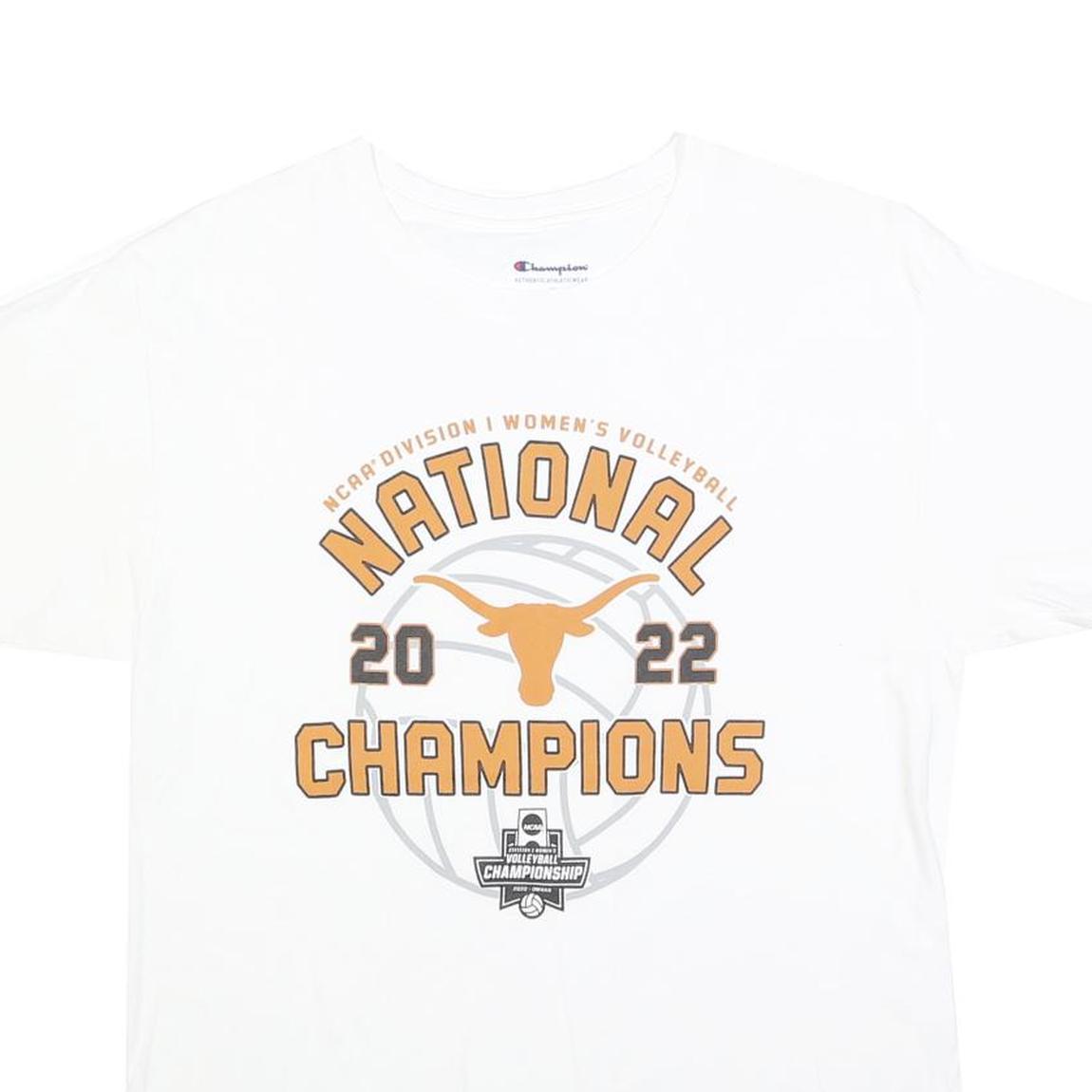 CHAMPION Mens White 2022 National Champions Graphic T-Shirt M Short Sleeve Crew