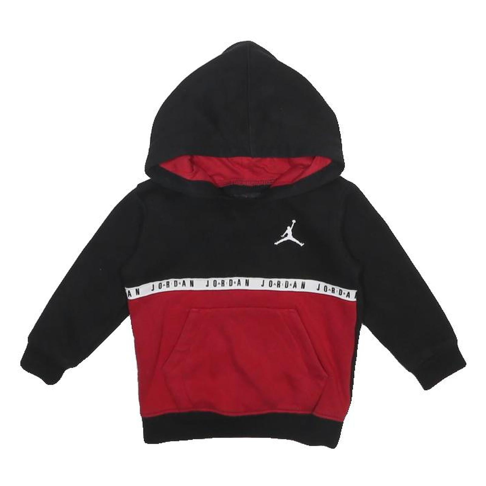 AIR JORDAN Boys Black & Red Hoodie 18 Months XXS Cotton Blend Pullover Sports