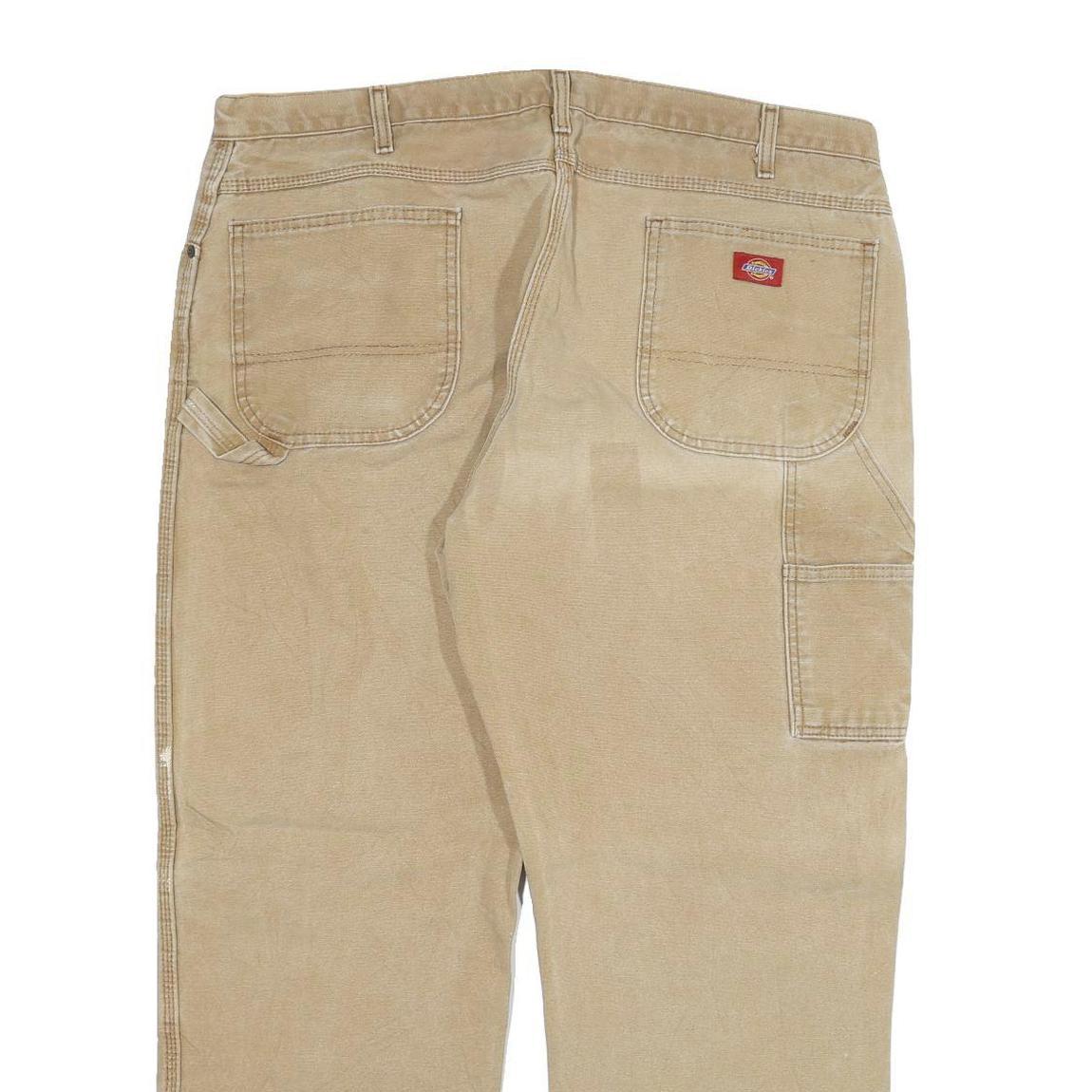 DICKIES Mens Regular Fit Beige Denim Jeans W40 L30 Workwear Zip Closure