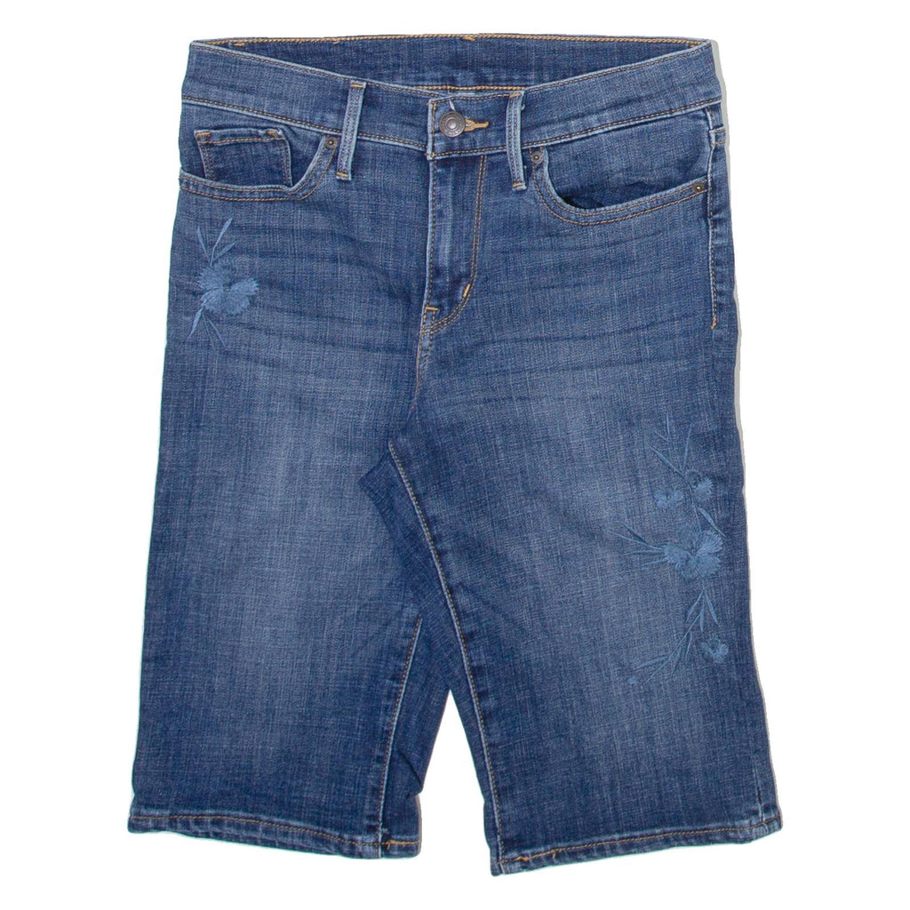 LEVI'S Floral Embroidery Womens Denim Shorts Blue XS W26