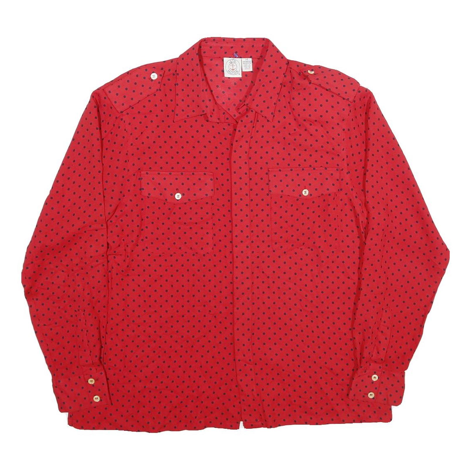 J G HOOK Womens Red & Black Polka Dot Shirt Long Sleeve Collared UK 14 Blouse
