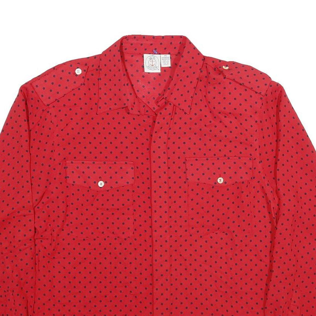 J G HOOK Womens Red & Black Polka Dot Shirt Long Sleeve Collared UK 14 Blouse