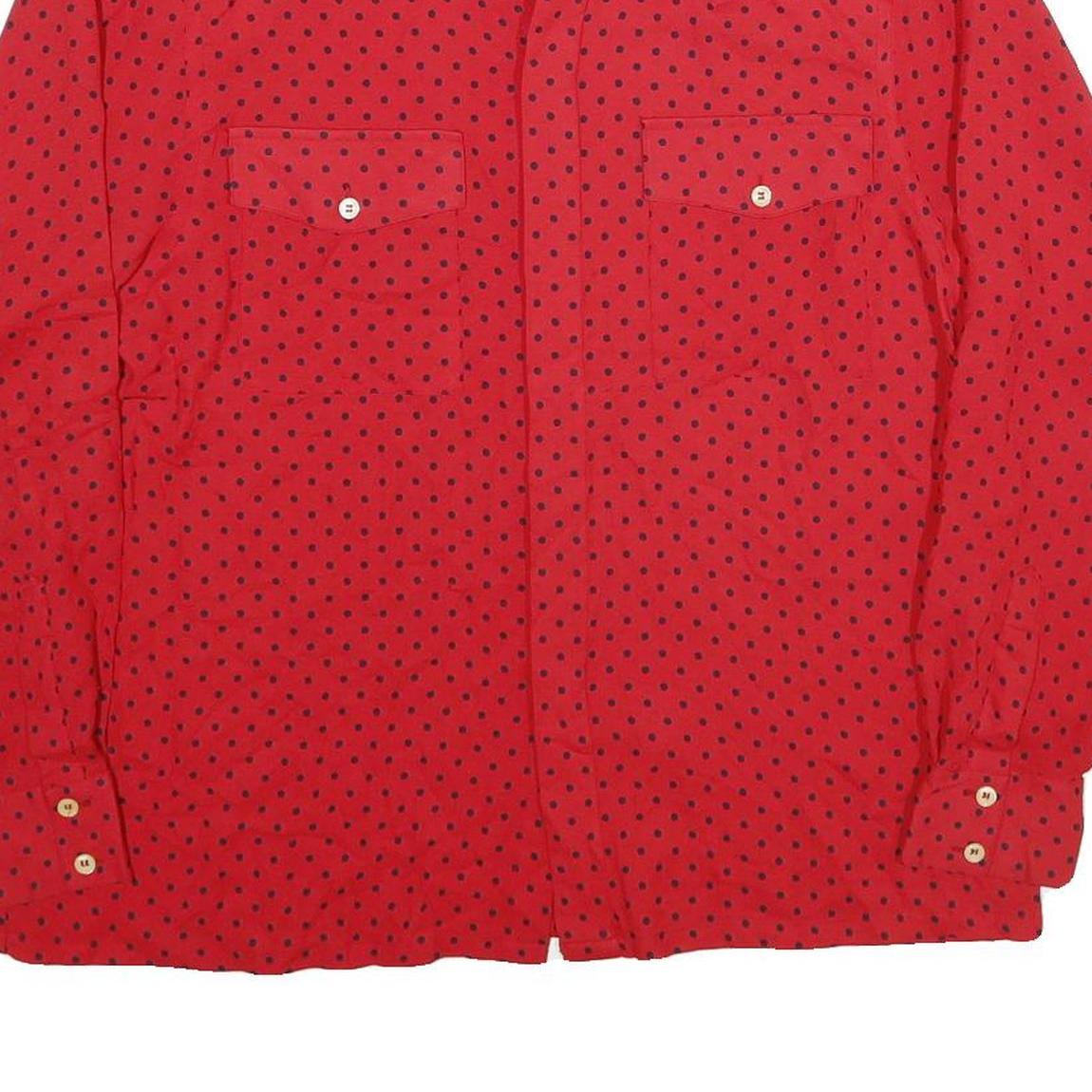 J G HOOK Womens Red & Black Polka Dot Shirt Long Sleeve Collared UK 14 Blouse