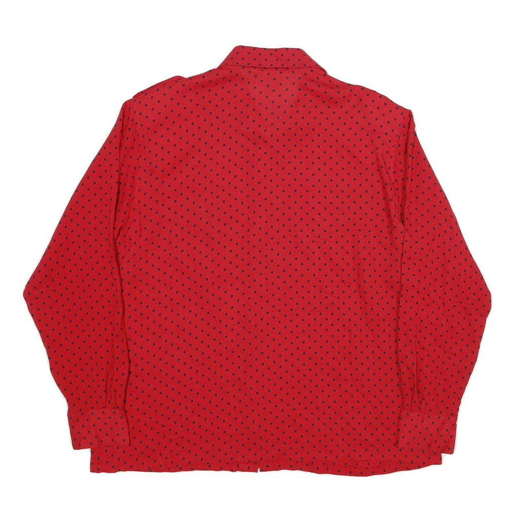 J G HOOK Womens Red & Black Polka Dot Shirt Long Sleeve Collared UK 14 Blouse