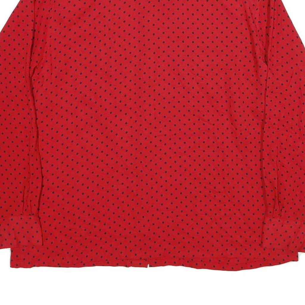 J G HOOK Womens Red & Black Polka Dot Shirt Long Sleeve Collared UK 14 Blouse