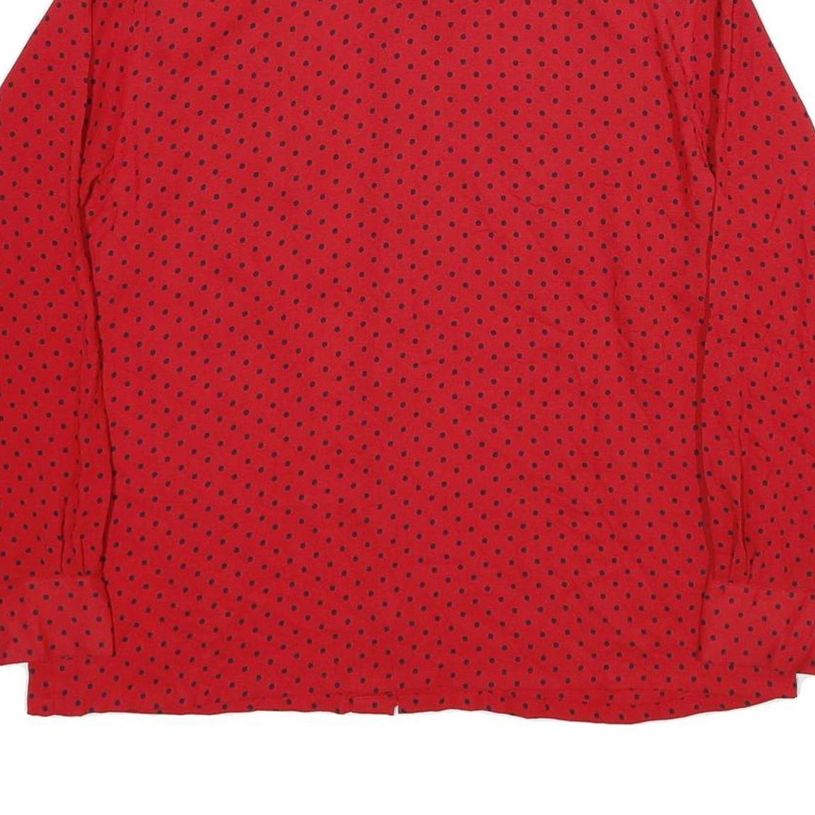J G HOOK Womens Red & Black Polka Dot Shirt Long Sleeve Collared UK 14 Blouse