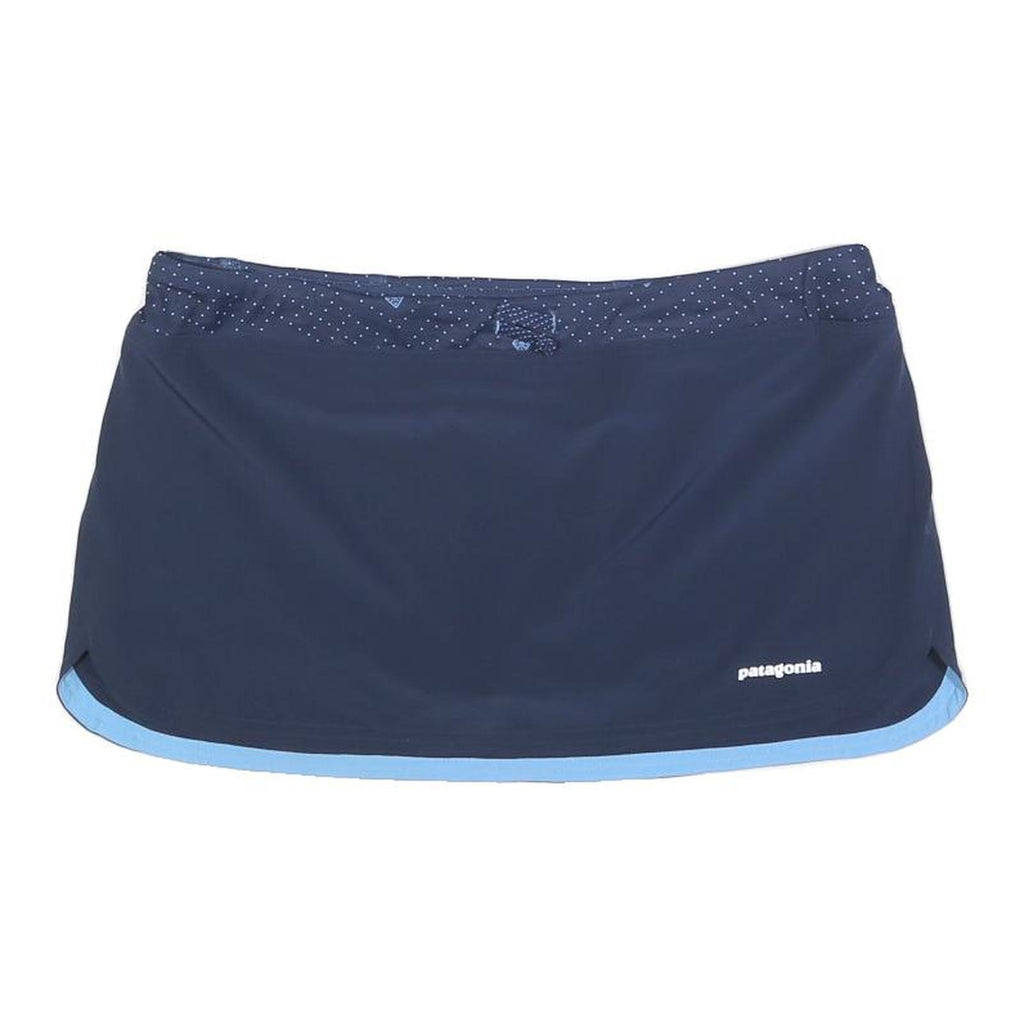 PATAGONIA Womens Navy Blue Light Blue Plain Mini Skort Polyester Blend L
