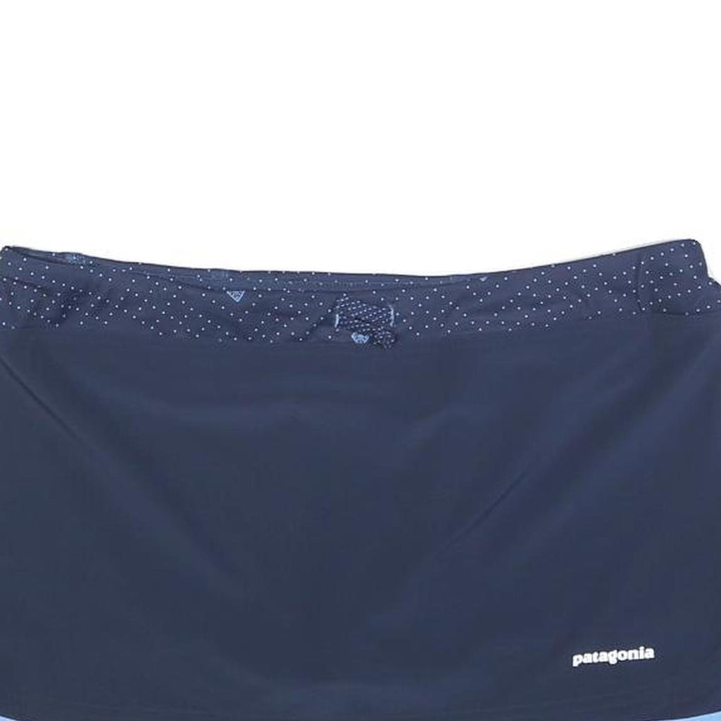 PATAGONIA Womens Navy Blue Light Blue Plain Mini Skort Polyester Blend L