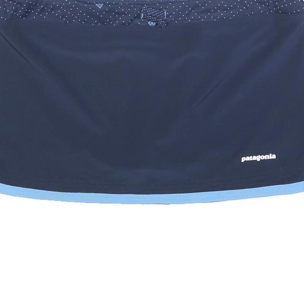 PATAGONIA Womens Navy Blue Light Blue Plain Mini Skort Polyester Blend L