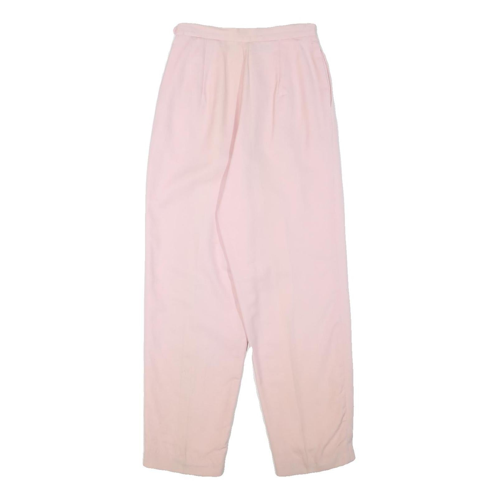 DAVID BROOKS Womens Wool Pink Relaxed Tapered Trousers W24 L28 Stylish Comfort