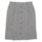 Buttoned Womens Straight Skirt Grey Midi M