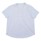 LL BEAN Womens Blue & White Striped Cotton Shirt L Casual Summer Button-Up