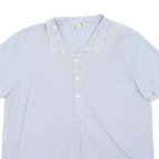 LL BEAN Womens Blue & White Striped Cotton Shirt L Casual Summer Button-Up