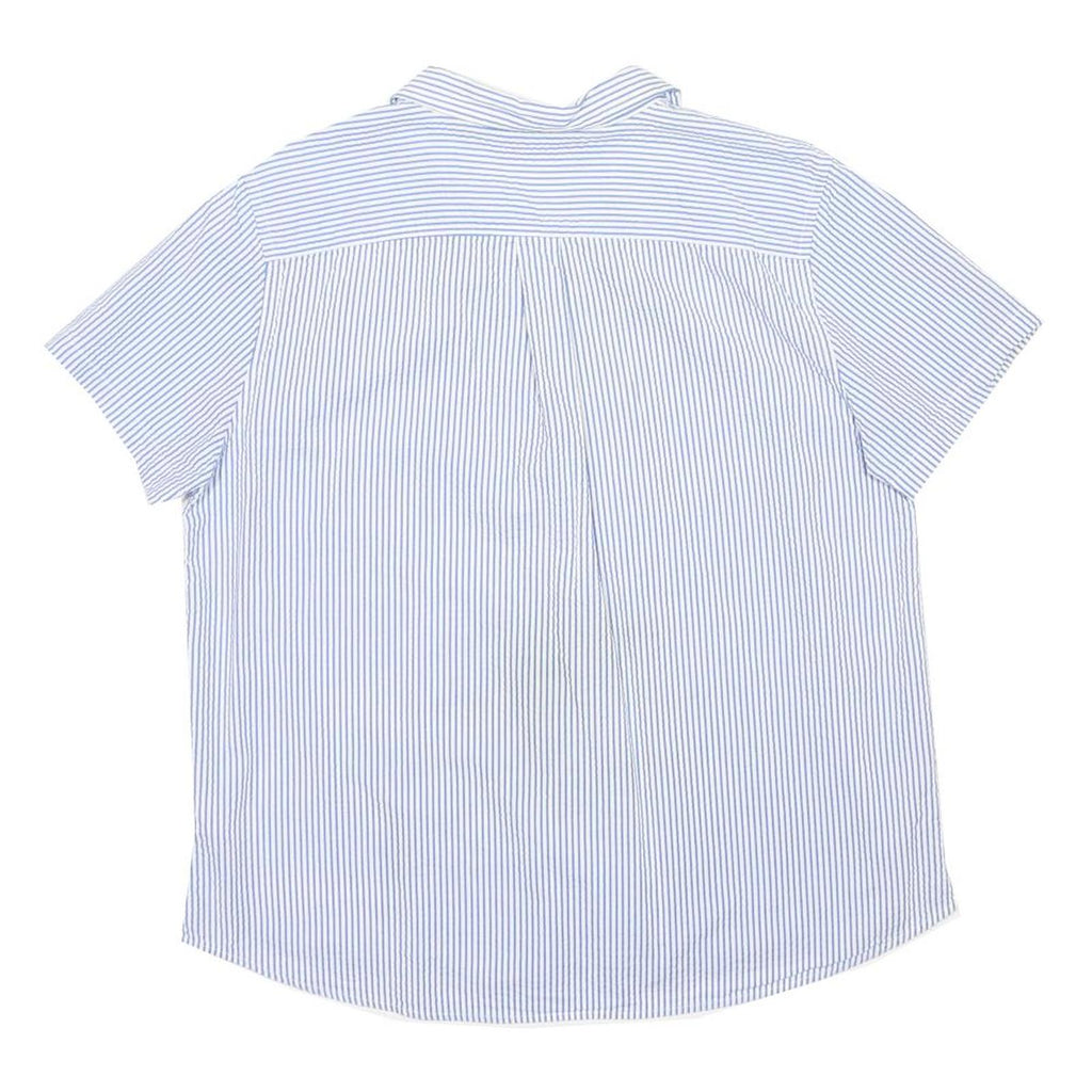 LL BEAN Womens Blue & White Striped Cotton Shirt L Casual Summer Button-Up