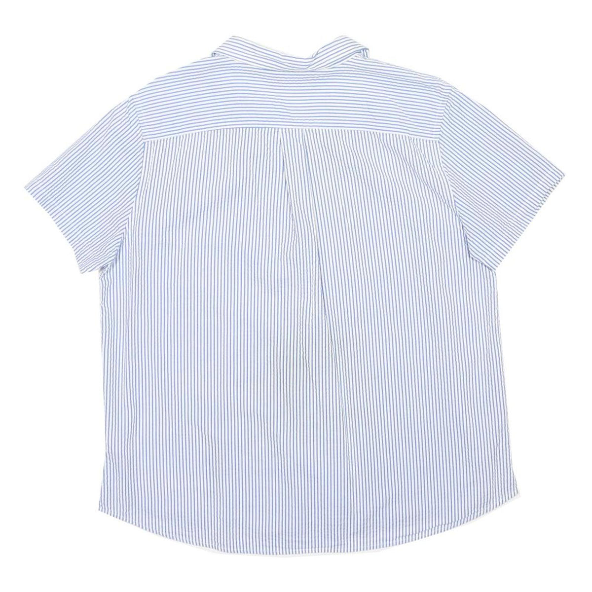 LL BEAN Womens Blue & White Striped Cotton Shirt L Casual Summer Button-Up