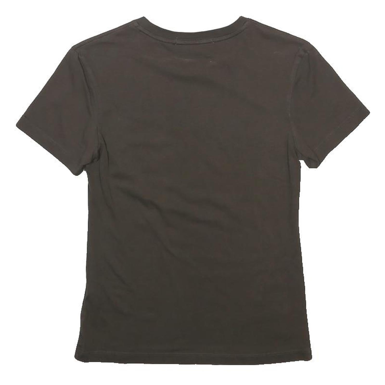 CALVIN KLEIN JEANS Womens Brown Crew Neck Short Sleeve T-Shirt XS Logo Print