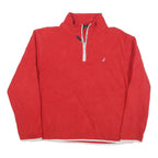 NAUTICA Mens Red Pullover Plain Quarter Zip Polyester Blend Jumper L Casual