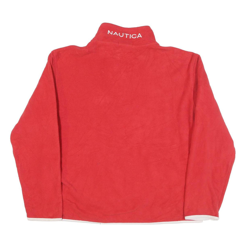 NAUTICA Mens Red Pullover Plain Quarter Zip Polyester Blend Jumper L Casual