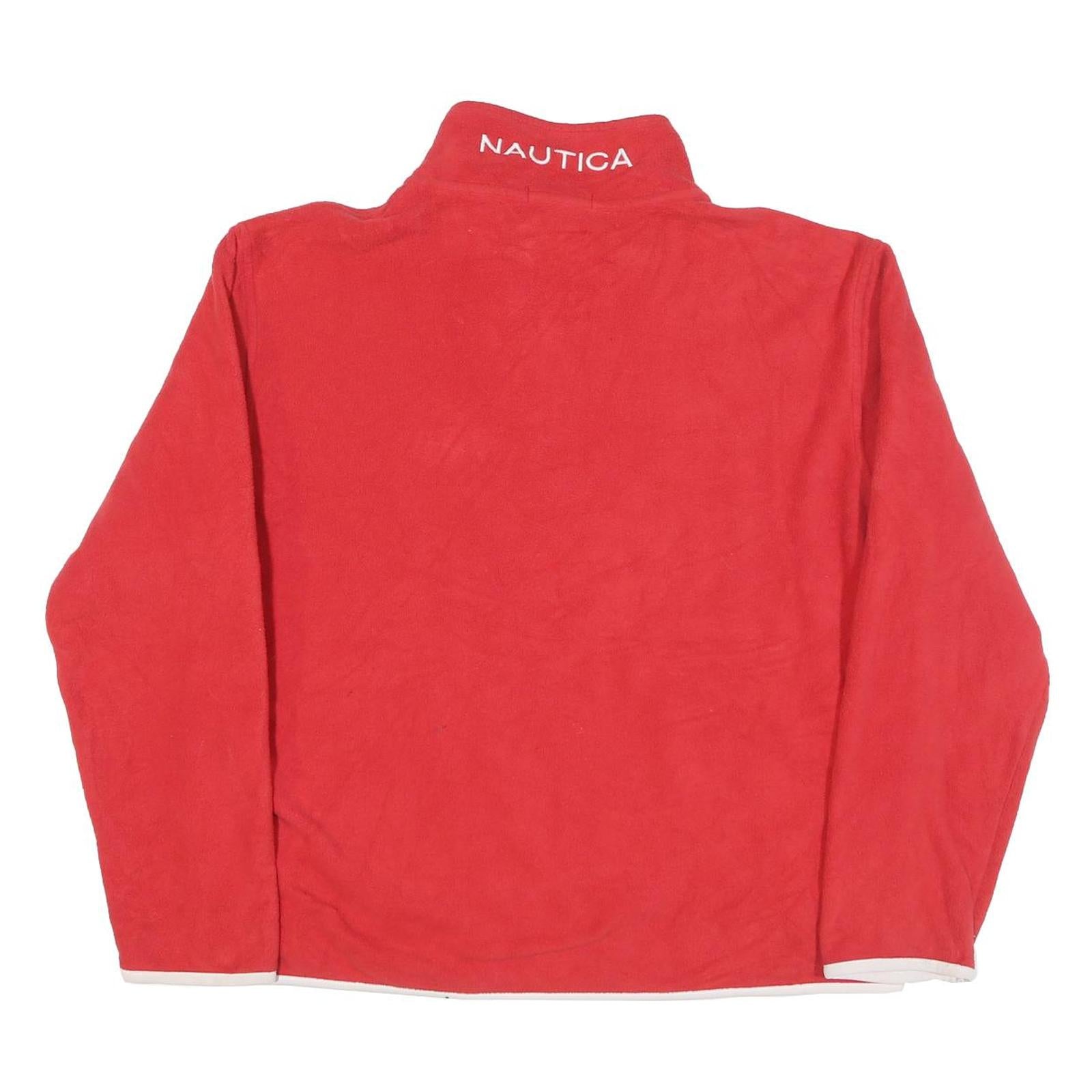 NAUTICA Mens Red Pullover Plain Quarter Zip Polyester Blend Jumper L Casual