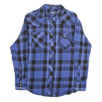 WRANGLER Mens Blue & Black Check Shirt M Cotton Long Sleeve Casual Western