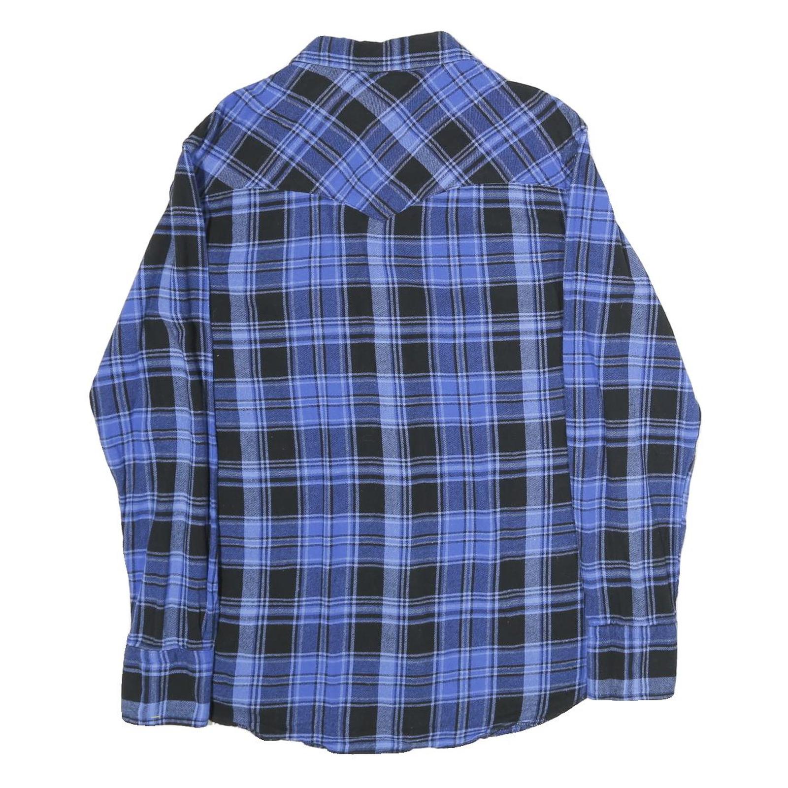 WRANGLER Mens Blue & Black Check Shirt M Cotton Long Sleeve Casual Western