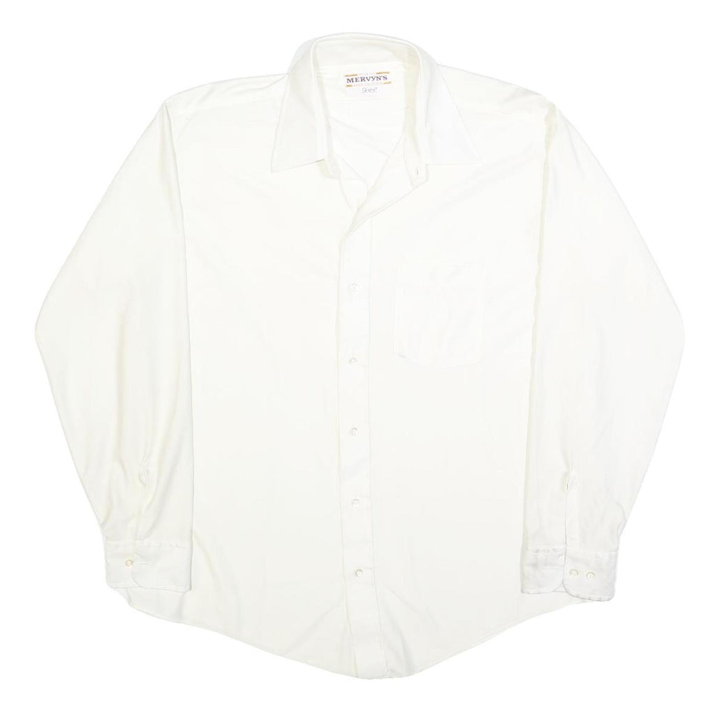 MERVYN'S Mens White Plain Shirt XL Classic Button Down Long Sleeve