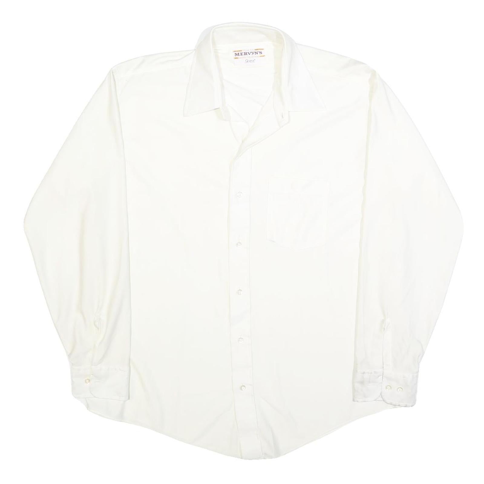 MERVYN'S Mens White Plain Shirt XL Classic Button Down Long Sleeve