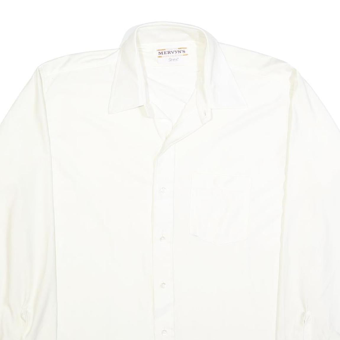 MERVYN'S Mens White Plain Shirt XL Classic Button Down Long Sleeve