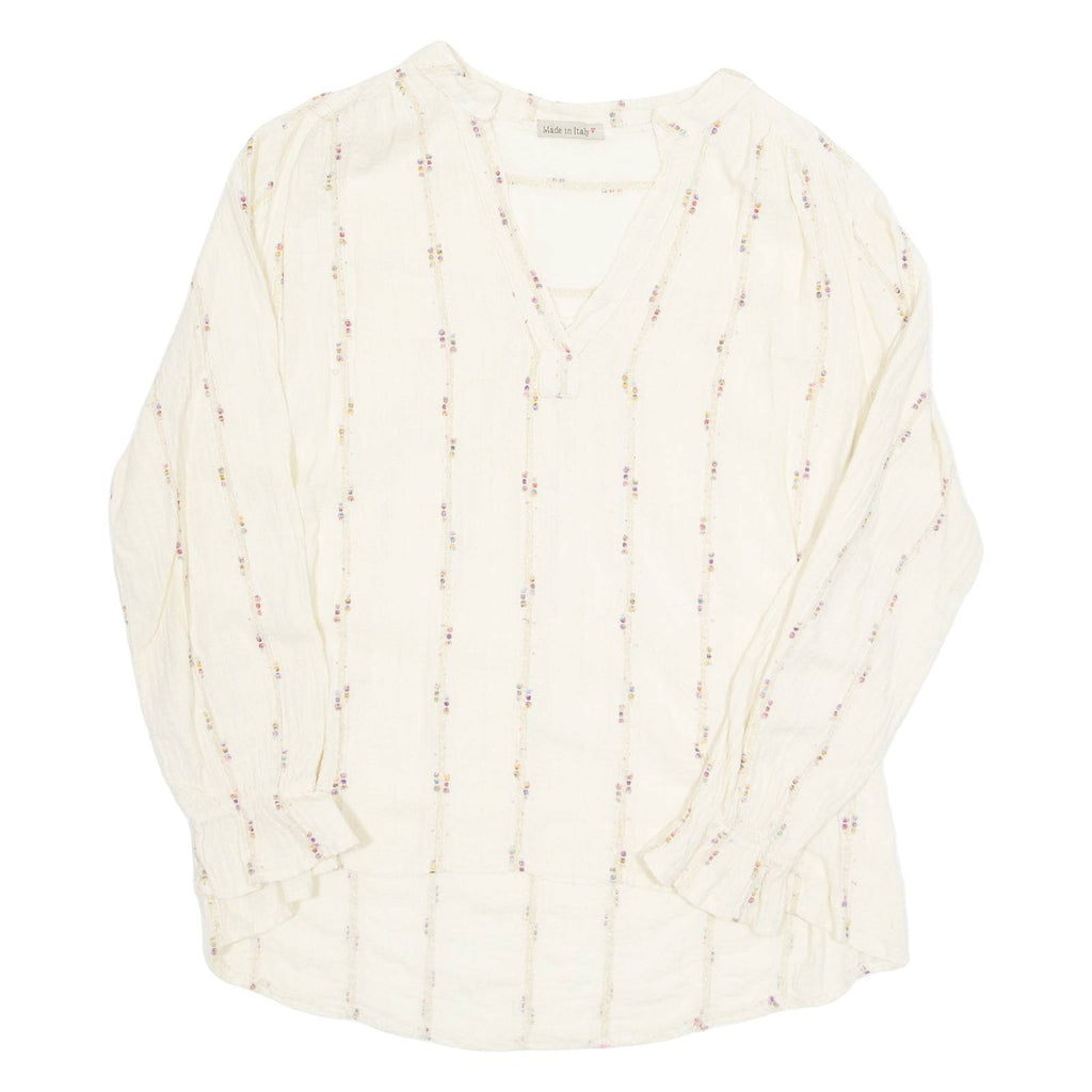 Womens Top Beige V-Neck Long Sleeve L