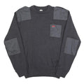 Mens Black Patchwork Plain Crew Neck Chunky Knit XL Workwear Jumper