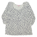 PHASE EIGHT Womens White Navy Bird Print Blouse 3/4 Sleeve Round Neck UK 12