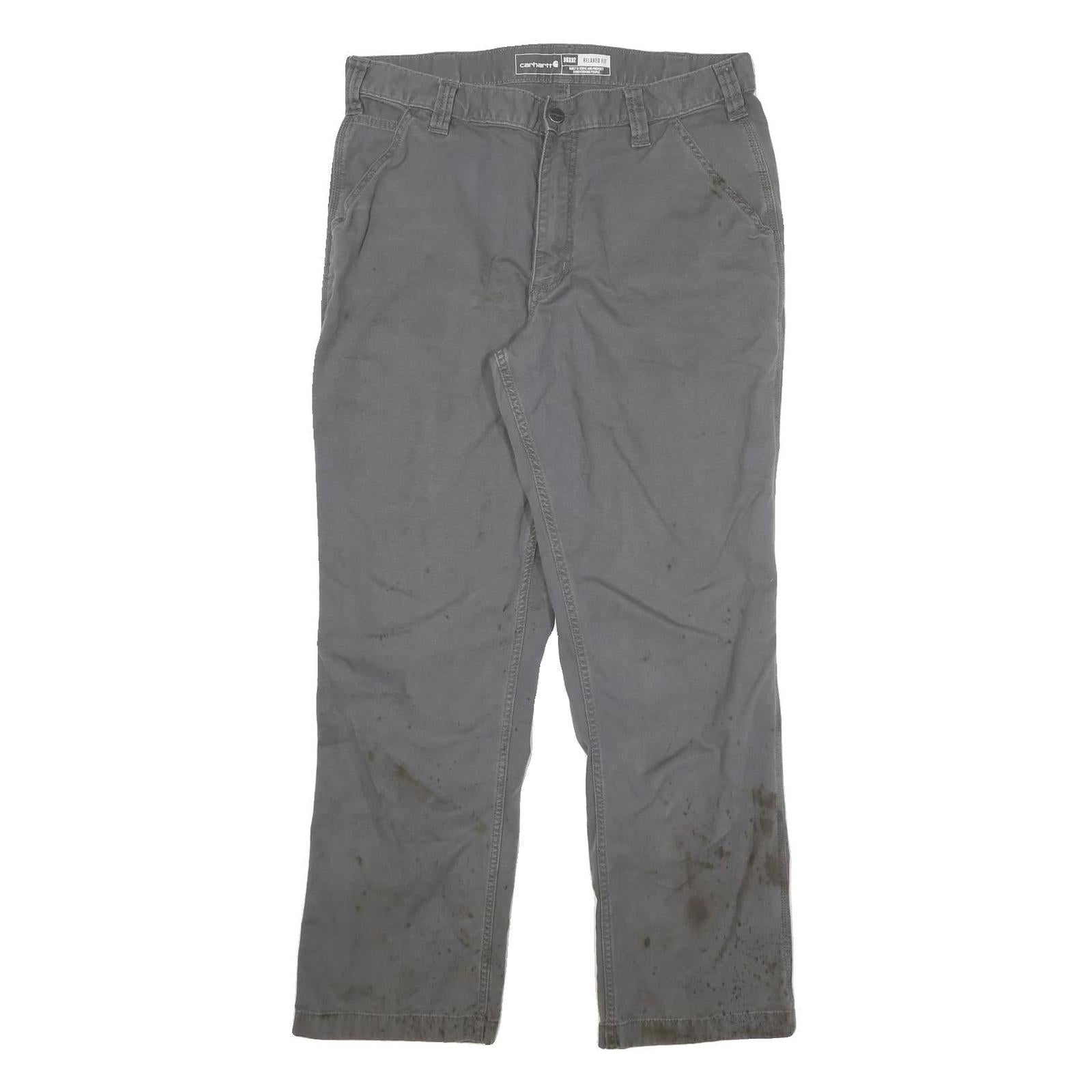 CARHARTT Mens Jeans Grey Relaxed Straight Denim Fair W34 L30 Workwear Zip