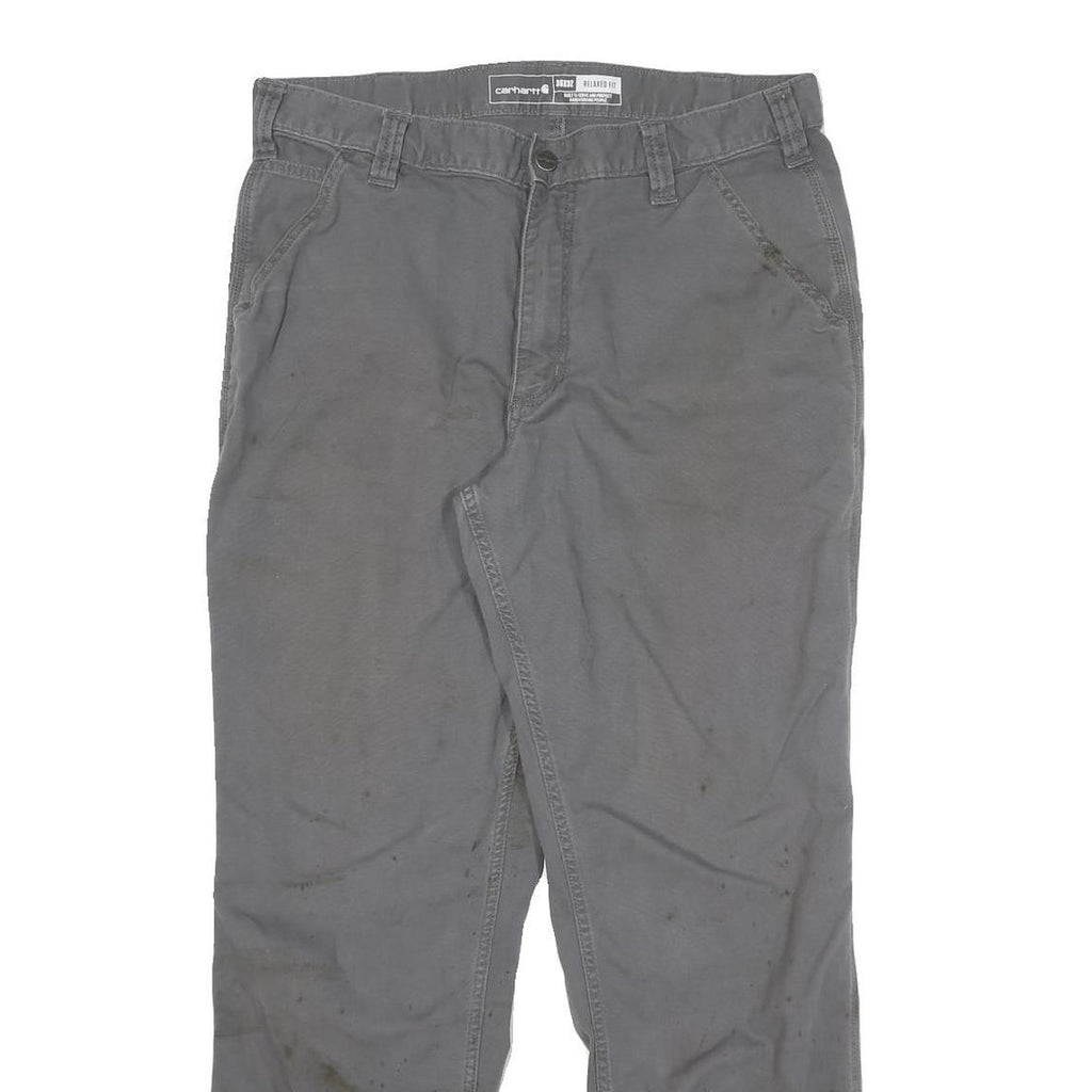 CARHARTT Mens Jeans Grey Relaxed Straight Denim Fair W34 L30 Workwear Zip