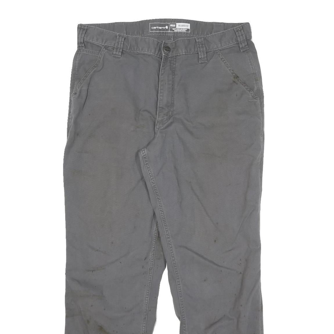 CARHARTT Mens Jeans Grey Relaxed Straight Denim Fair W34 L30 Workwear Zip