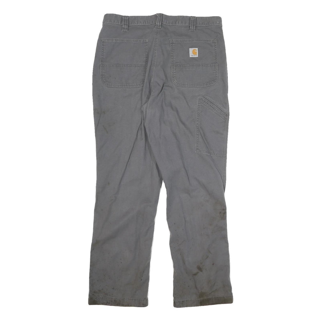 CARHARTT Mens Jeans Grey Relaxed Straight Denim Fair W34 L30 Workwear Zip