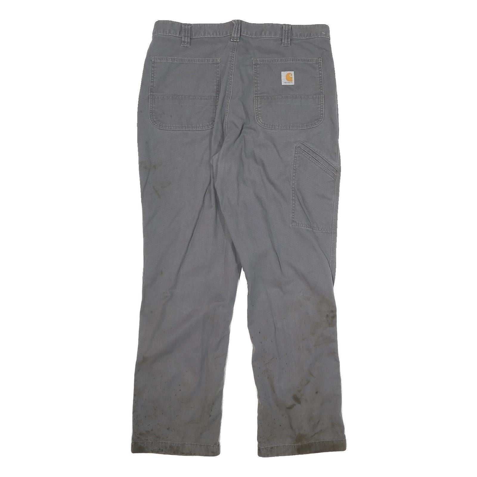 CARHARTT Mens Jeans Grey Relaxed Straight Denim Fair W34 L30 Workwear Zip