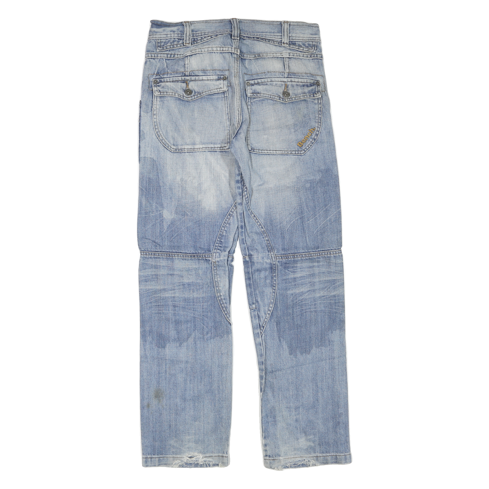 BENCH Mens Regular Fit Blue Denim Jeans W32 L32 Casual Cotton Blend Zip