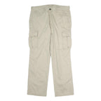 SONOMA Mens Beige Cotton Regular Cargo Trousers W36 L32 Casual Comfort Zip