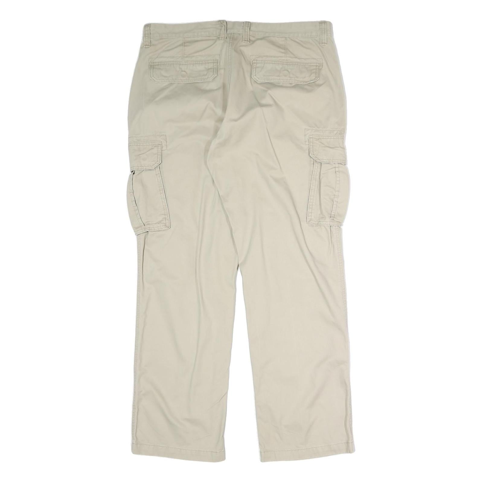 SONOMA Mens Beige Cotton Regular Cargo Trousers W36 L32 Casual Comfort Zip