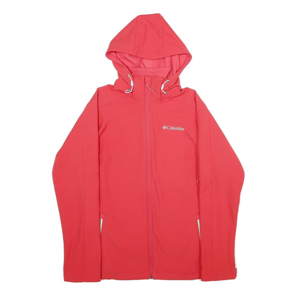 COLUMBIA Mens Red Hooded Softshell Jacket S Polyester Outdoor Zip Pocket