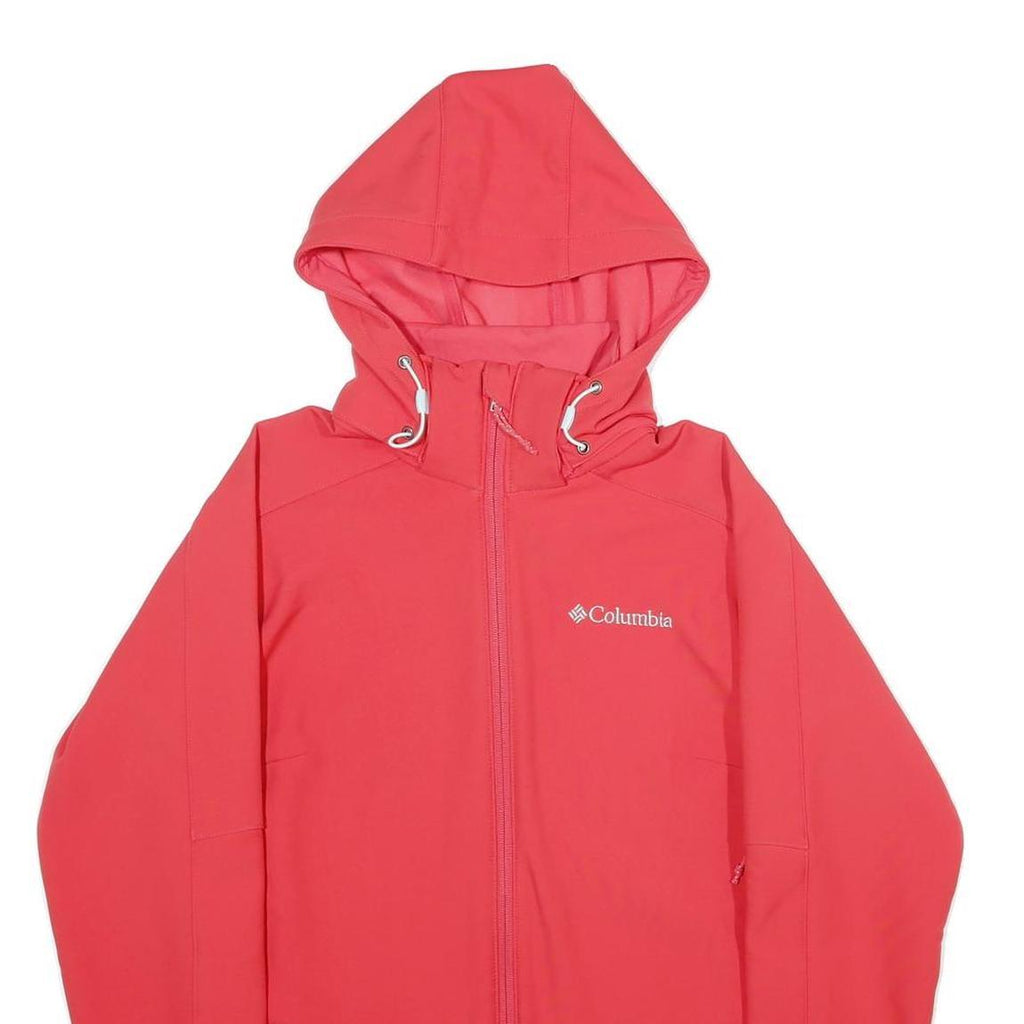 COLUMBIA Mens Red Hooded Softshell Jacket S Polyester Outdoor Zip Pocket