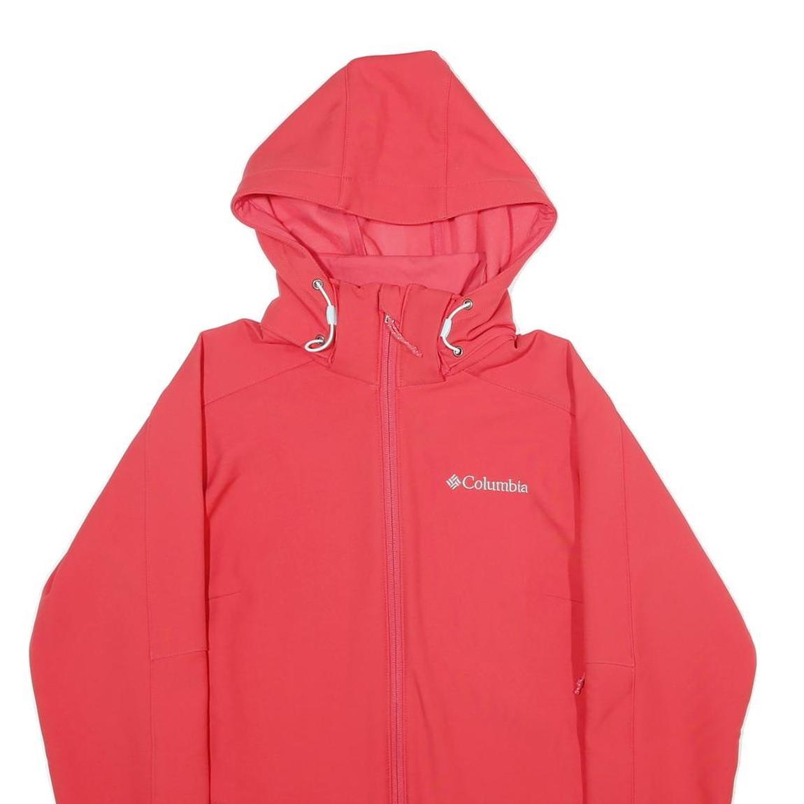 COLUMBIA Mens Red Hooded Softshell Jacket S Polyester Outdoor Zip Pocket