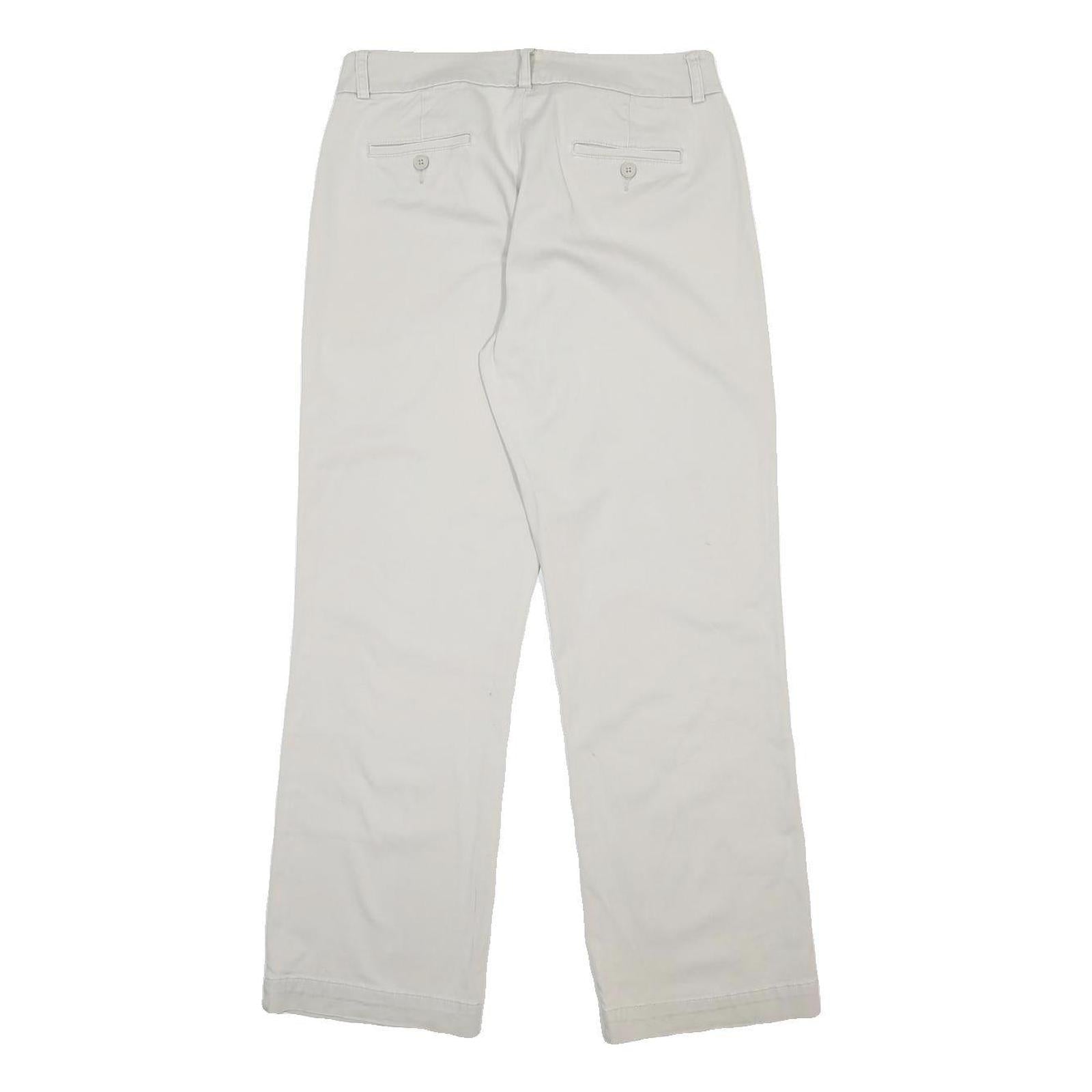 LEE Womens Cotton Blend Relaxed Straight Cream Trousers W32 L29 Casual Comfort