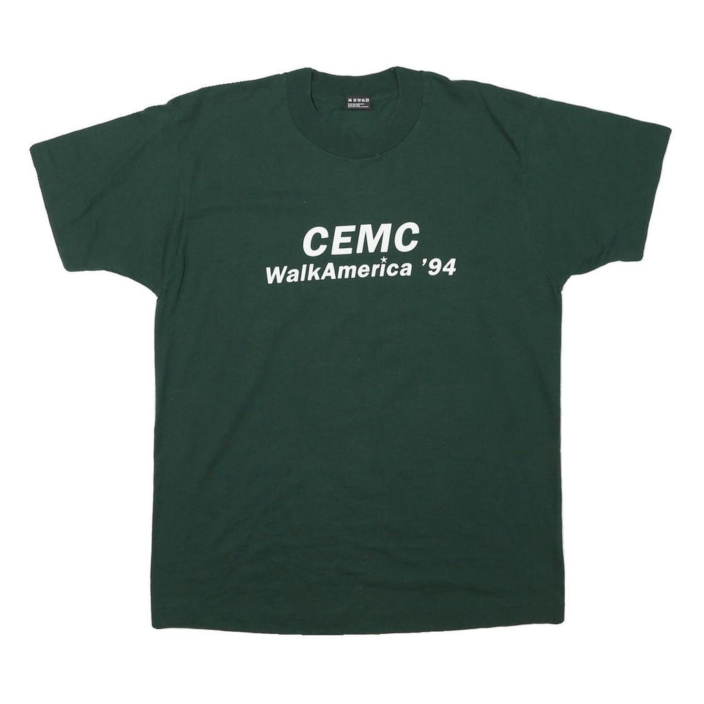 THE BEST Mens Green CEMC WalkAmerica 94 Classic L Short Sleeve Crew Neck Printed