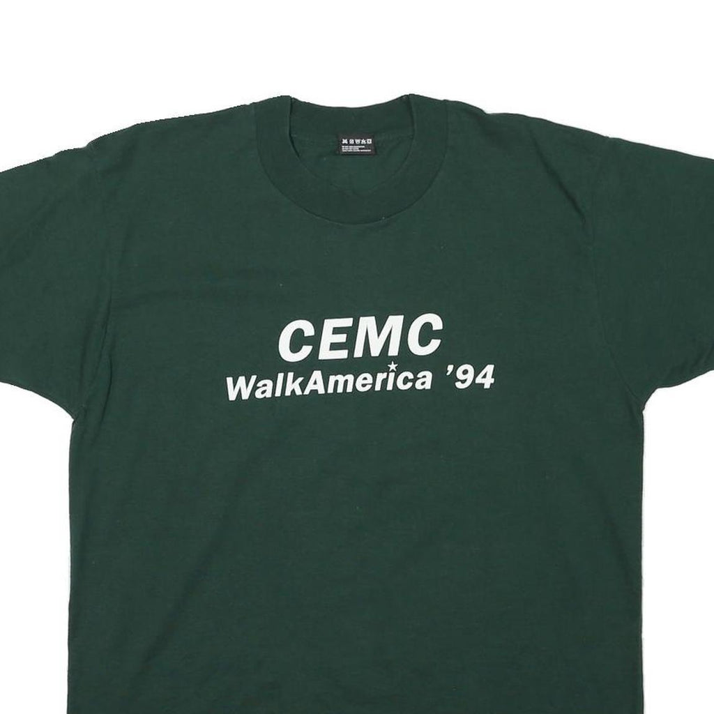 THE BEST Mens Green CEMC WalkAmerica 94 Classic L Short Sleeve Crew Neck Printed