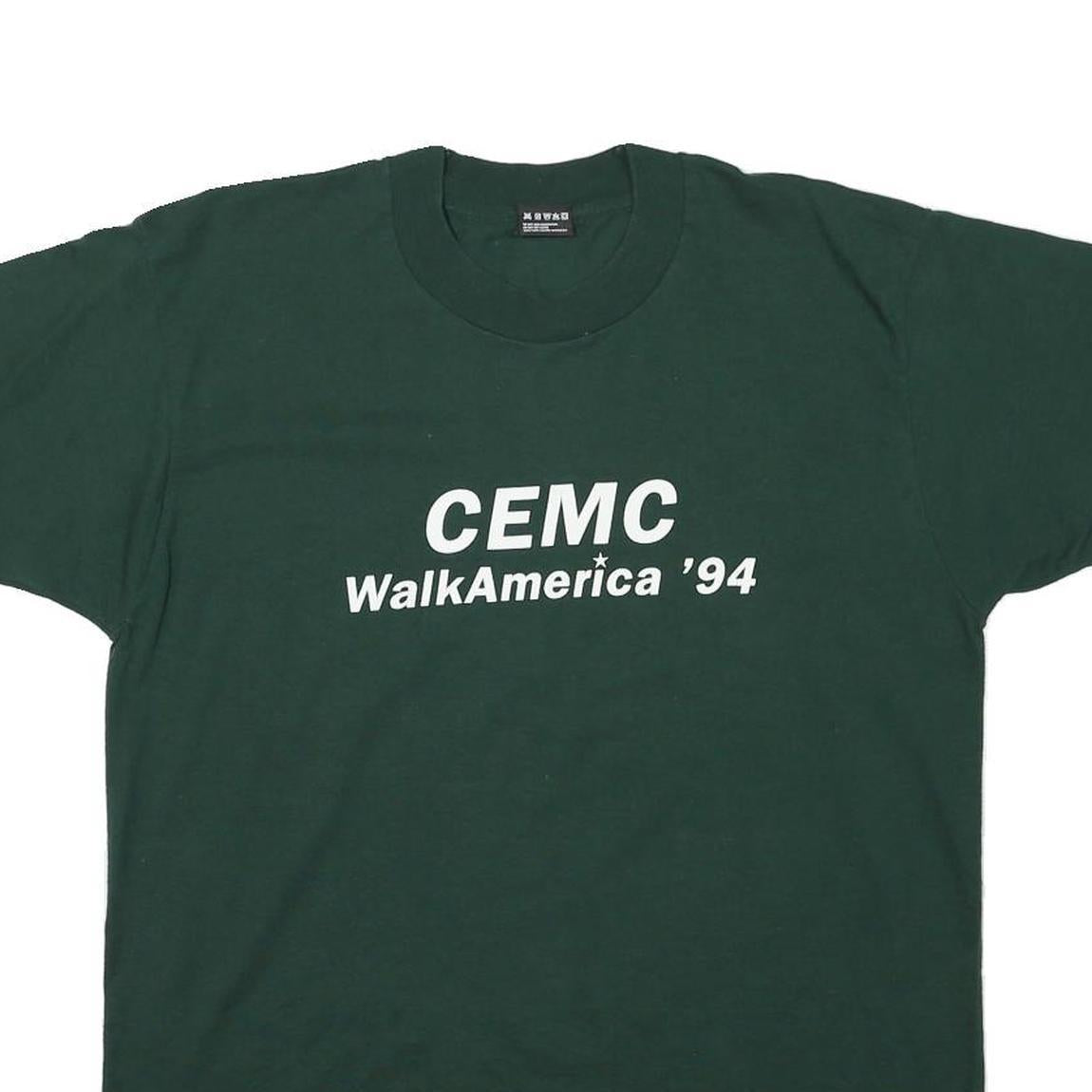 THE BEST Mens Green CEMC WalkAmerica 94 Classic L Short Sleeve Crew Neck Printed