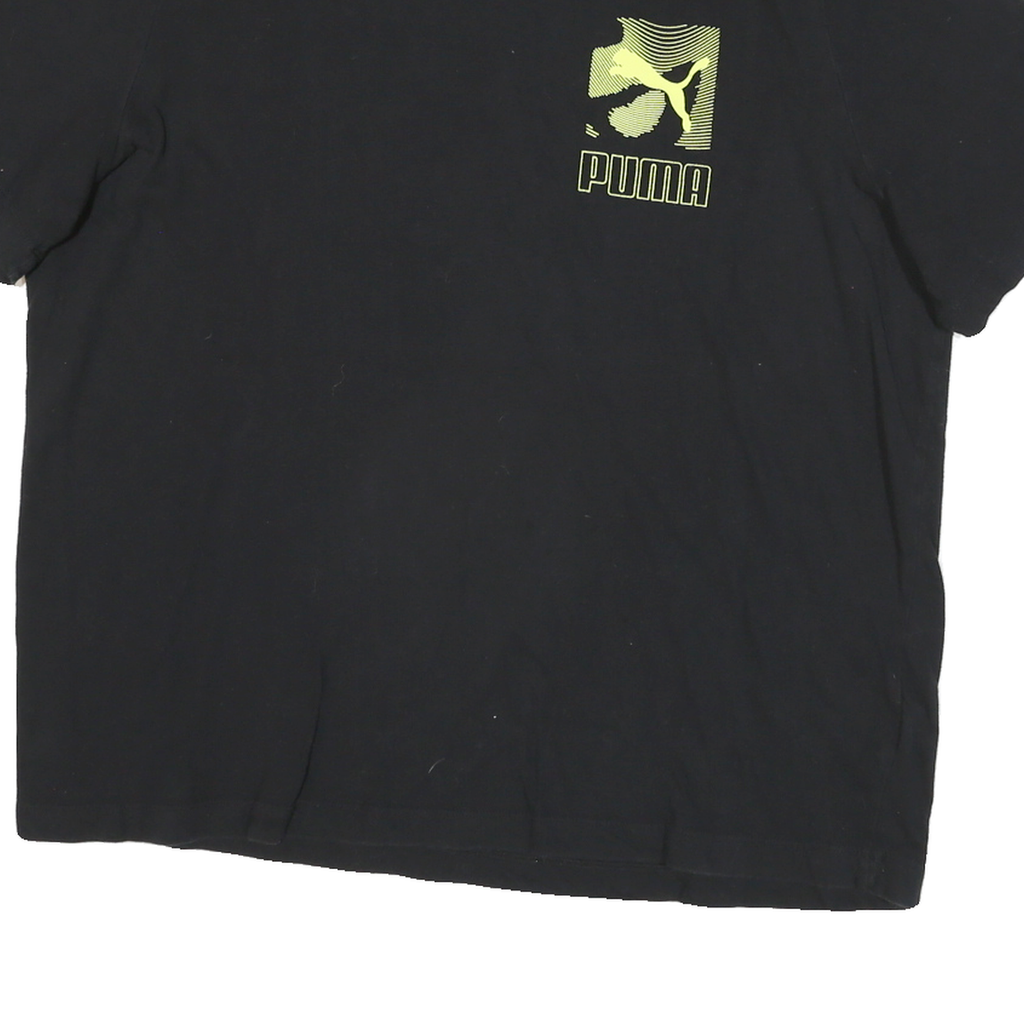PUMA Mens Black Graphic T-Shirt 2XL Short Sleeve Crew Neck Sports Logo