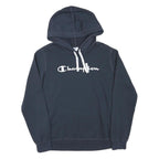 CHAMPION Womens Navy Blue Hoodie L Cotton Blend Pullover Casual