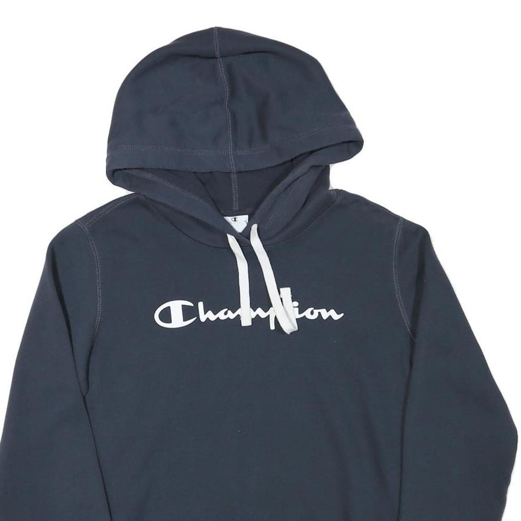 CHAMPION Womens Navy Blue Hoodie L Cotton Blend Pullover Casual