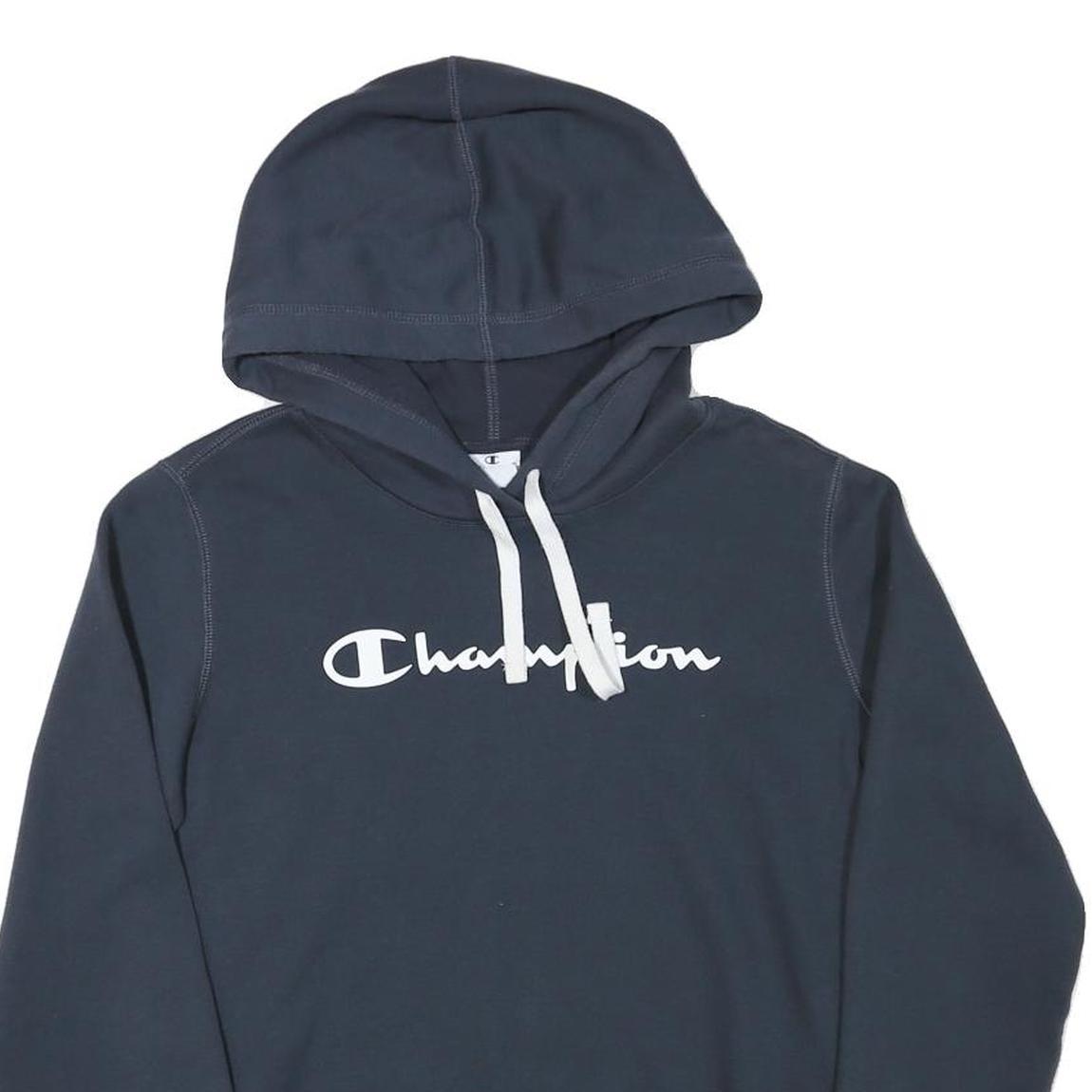 CHAMPION Womens Navy Blue Hoodie L Cotton Blend Pullover Casual